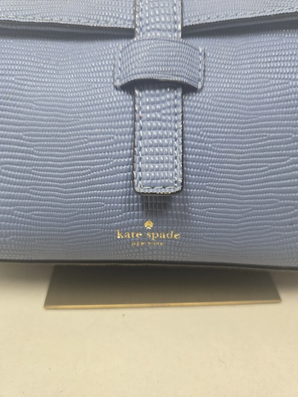 Kate Spade Blue Textured Structured Crossbody Bag